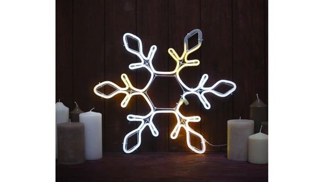 Неоновая фигура «Снежинка», 37 см, 288 LED, 12 В, 8 режимов, свечение белое/тёплое белое