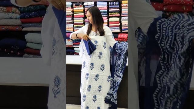 WHITE & INDIGO _COTTON UNSTITCHED SUITS  || 𝐕𝐈𝐃𝐄𝐎#2218 || #𝐆𝐋𝐈𝐓𝐙𝐈𝐍𝐃𝐈𝐀 FASHIONS