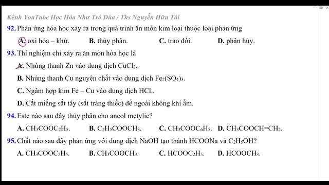 ĐỀ CHỐNG LIỆT, CHỐNG SAI NHẢM - MÔN HÓA 2022 (Phần II) смотреть онлайн