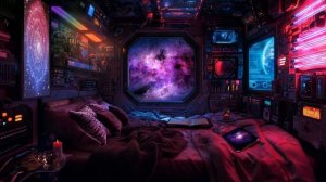 Уютная Кабинка для Отдыха | Cosmic Journey | Purple Space Room - Живые Обои