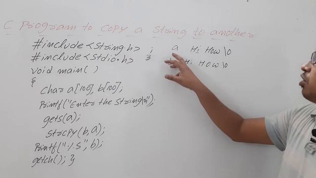 L 62: C PROGRAM TO COPY A STRING INTO ANOTHER | STRCPY FUNCTION | STRING HANDLING FUNCTIONS