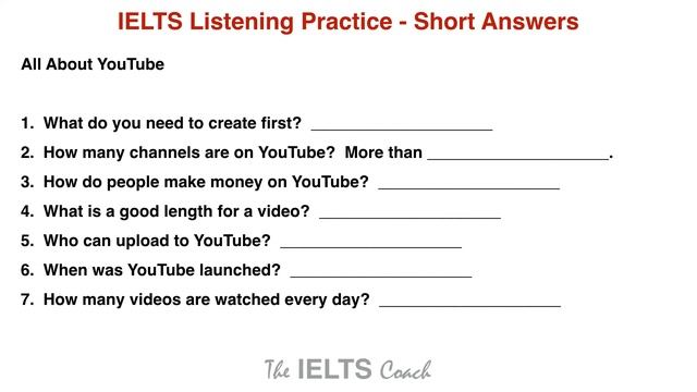 IELTS Listening Practice - Short Answers смотреть онлайн