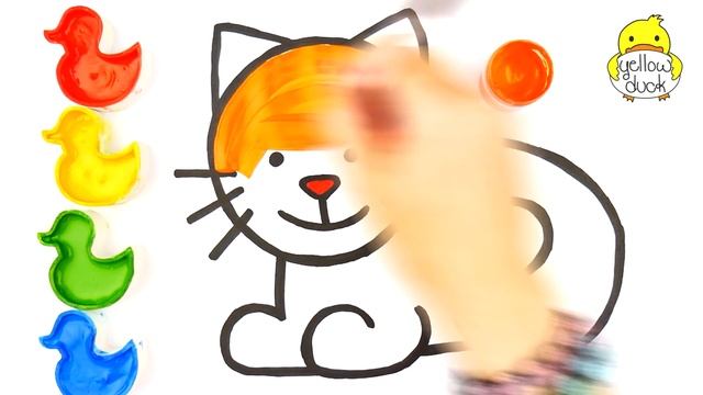 HOW TO DRAW CAT SIMPLE DRAWING & COLORING FOR KIDS