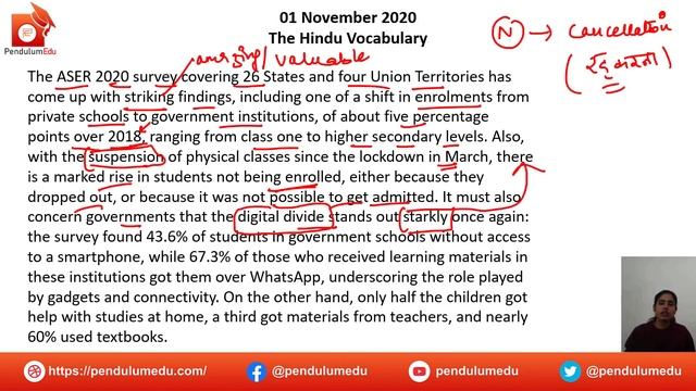 The Hindu Editorial Vocab 1 November 2020 | The Hindu Vocabulary by Manisha Mam