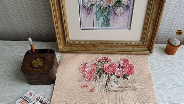 ПИОНЫ В ВАЗЕ от Dimensions, моя первая вышивка из 90-х и речка.Вышивка крестиком смотреть онлайн