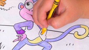 Coloring Dora The Explorer & Boots GIANT Coloring Book Page Crayola Crayons | KiMMi THE CLOWN