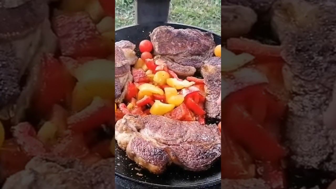 МЯСО С ОВОЩАМИ НА САДЖЕСТЕЙК ГОВЯЖИЙ #shorts #рецепт #мясо #стейк #вкусно#steak #meat # смотреть онлайн