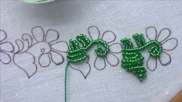 hand embroidery elegant border line design with beads | Easy Beaded Needle Work