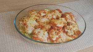 Кабачки запеченные в духовке с куриным филе помидорами и сыром