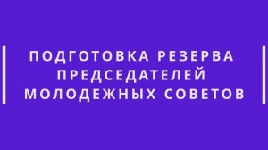 Подготовка резерва председателей Молодежных советов