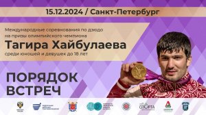 Соревнования по Дзюдо на призы Олимпийского чемпиона Тагира Хайбулаева 15.12.2024 Порядок встреч