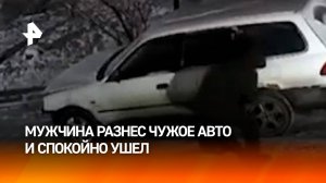 "Казнь железного коня": мужчина полторы минуты разносил авто во дворе Омска, а затем спокойно ушел