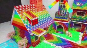 Магнитные шарики  ❤️ Построй Мега Виллу с садом, Ветряной мельницей и прудом для разведения рыбы из