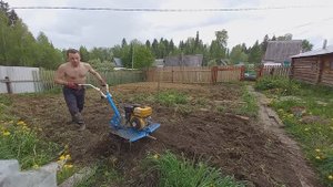 Мотоблок Нева МБ-2 в целину.Доделываю после работы лебедкой.