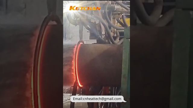 Surface hardening of bent steel pipe #hardening #quenching #steelpipe смотреть онлайн