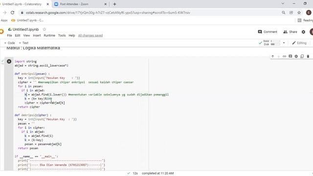 Program Kriptografi( Enkripsi dan Dekripsi ) Caesar Chiper Menggunakan Python