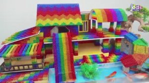 Магнитные шарики - Постройте плавательный бассейн с горкой для Черепахи и Хомячка