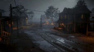 Западная атмосфера с дождем, громом и молниями в маленьком городке Родос