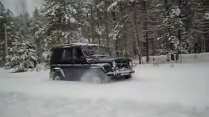 уаз на цепях  по снегу 1 AVI
