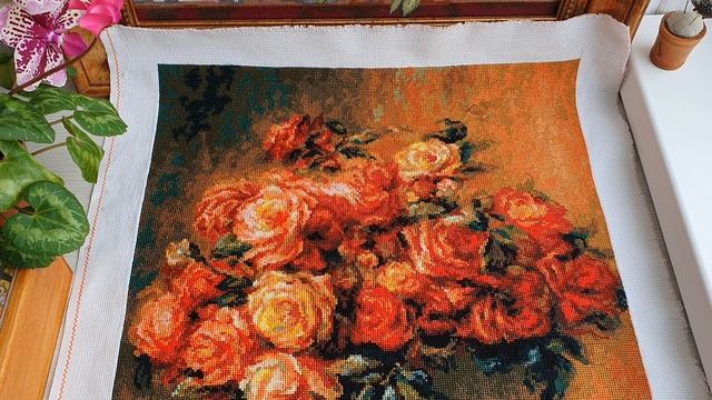БУКЕТ РОЗ по мотивам картины П.О.РЕНУАРА от РИОЛИС. Вышивка крестиком смотреть онлайн