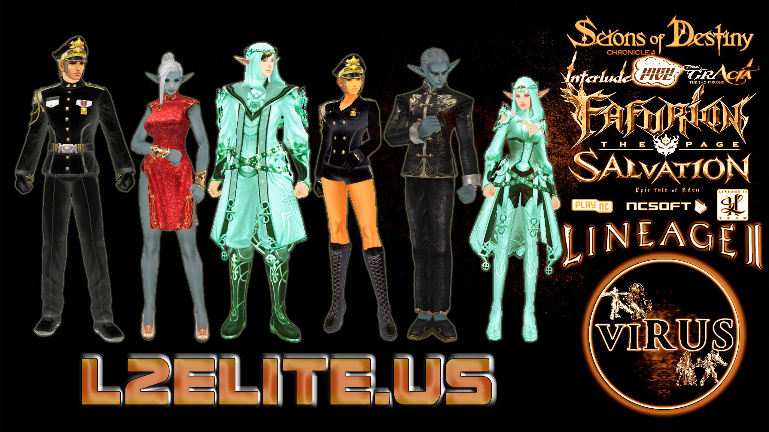 Set of costumes for the www.L2Elite.Us server. LINEAGE II-Scions of Destiny ◄√i®uS►