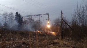 Замыкание в контактоной сети ЖД