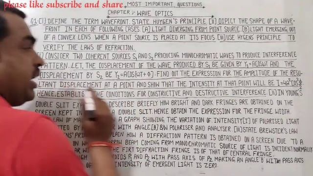 Most important questions of chapter -Wave optics