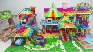 Магнитные шарики -Как построить виллу с гаражом, Садом и бассейном для рыбок из магнитных шариков