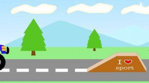 Синий монстртрак преодолевает препятствия - мультфильм для детей