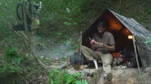 SOLO 3 DAYS  l CAMPING; Catch and Cook, Fishing. BUSHCRAFT Tarp Shelter
