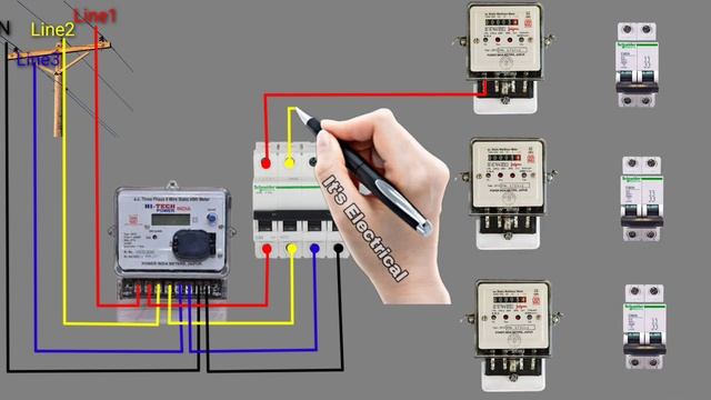 3 Phase Energy Meter To Single Phase Energy Meter Connection || It's Electrical ||