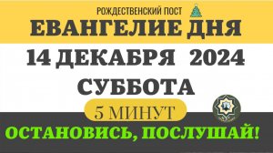 14 ДЕКАБРЯ СУББОТА ЕВАНГЕЛИЕ ДНЯ (5 МИНУТ) АПОСТОЛ МОЛИТВЫ 2024 #мирправославия