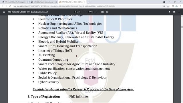 PhD Admission in 2021 in APJ Abdul Kalam Technological University | PhD Admission in KTU | KTU PhD
