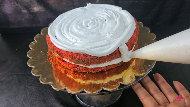 Perfect Measurement के साथ 1 kg Red Velvet Cake with Homemade Gel .Cake decoration idea for Birthda
