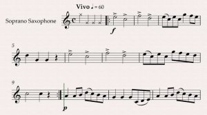 К.Глюк "Весёлый танец" ноты и видео-минусовка для саксофона-сопрано, темп 60
