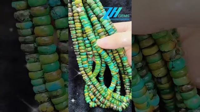GN-20241216-04 Natural turquoise roundel beads size 9mm green jewelry Genuine Native American Style