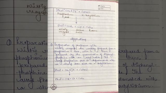 WITTIG REAGENT | SYNTHETIC REAGENT| PREPARATION | APPLICATIONS | USES | HANDWRITTEN NOTES |