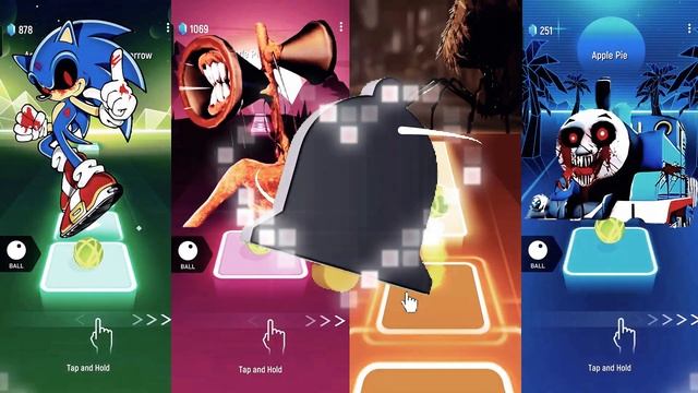 Sonic the hedgehog exe vs Siren Head vs Spider House Head vs Cursed Thomas 🌟 Tiles Hop EDM Rush