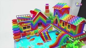 Магнитные шарики ❤️ Постройте Водяное Колесо-Виллу На Сваях! Пруд с рыбками!