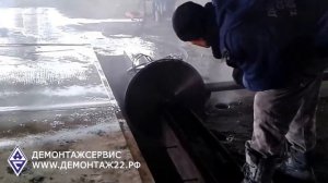 Алмазная резка стенорезной машиной монолитного перекрытия толщиной 30см