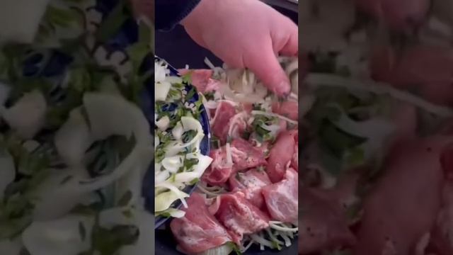 ШАШЛЫК В КАЗАНЕ НА КОСТРЕ #shorts #шашлык#казан#мясо#рецепт# смотреть онлайн