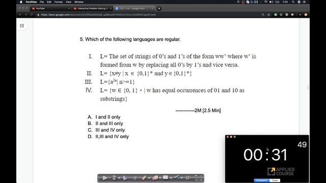 Interactive Problem-Solving Session for Theory of Computation PART-1 | GATE Applied Course