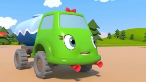 The Blue Tractor's Playground - RACE -  car cartoon