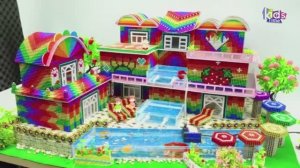 Магнитные шарики - Как Построить Мини-Особняк С Бассейном, Водопадами  Из Магнитных Шариков