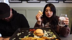 CRISPY CHICKEN SANDWICH w/ Baked Fries MUKBANG | Karlee & Josh Q&A