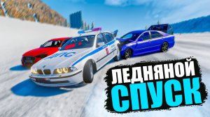 BEAMNG DRIVE ЛЕДЯНОЙ СПУСК С ГОРЫ БЕЗ ТОРМОЗОВ НА ЧИТ ТАЧКАХ В BEAM NG DRIVE