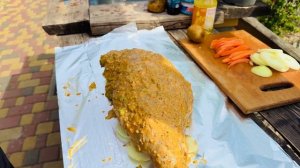 Баранья нога запеченная целиком на мангале