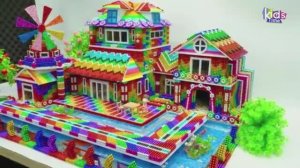 Магнитные шарики - Сделай сам - ASMR - Вилла С Ветряной Мельницей И Гаражом Из Магнитных Шариков