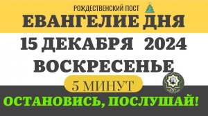 15 ДЕКАБРЯ ВОСКРЕСЕНЬЕ ЕВАНГЕЛИЕ ДНЯ (5 МИНУТ) АПОСТОЛ МОЛИТВЫ 2024 #мирправославия