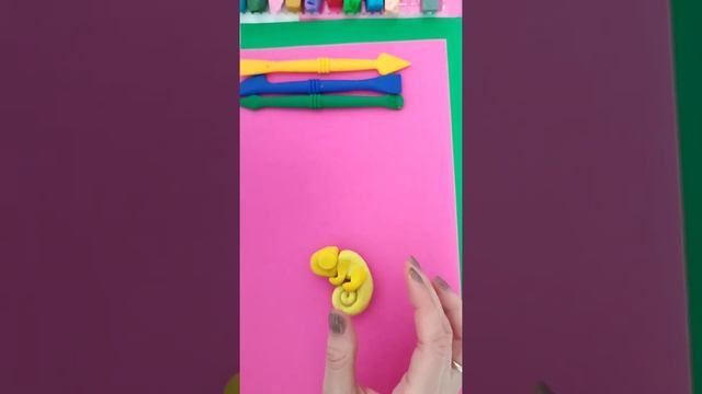 Ліпка для дошкільнят. Ліпка з пластиліну. Art for kids. Sculpture for kids. Хамелеон з пластиліну.